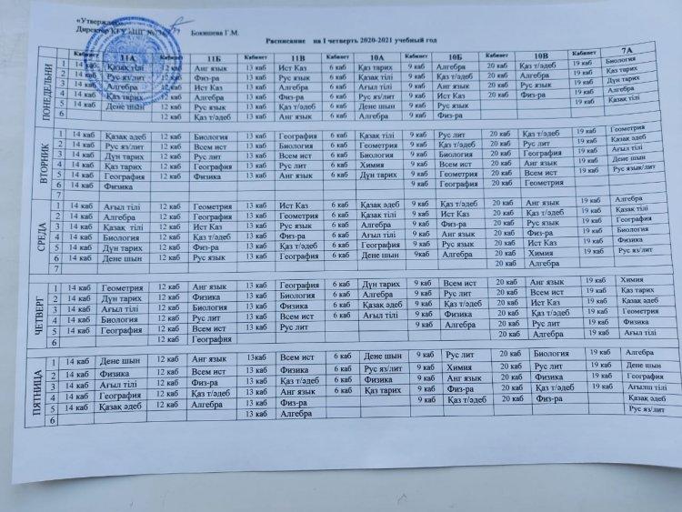 Расписание уроков 1-смена 2021-2022 учебный год