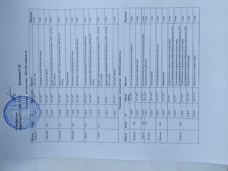 Расписание онлайн уроков 1-2 смены  на  2021-2022 учебный год